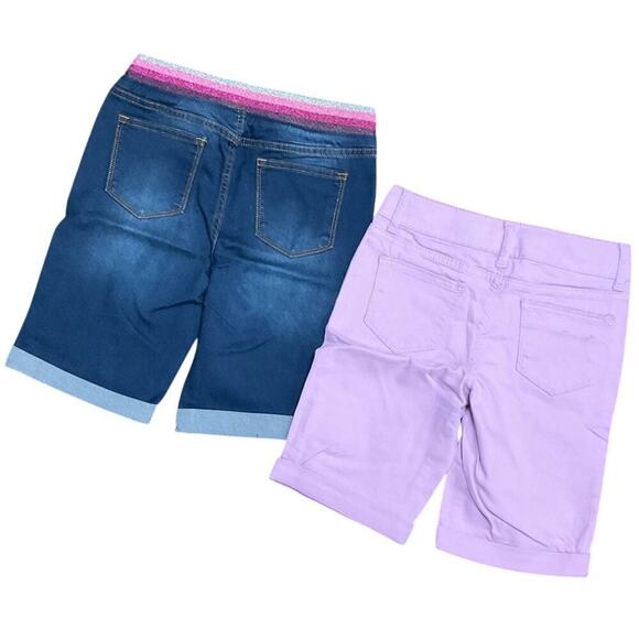 Vigoss Girls Jeans Shorts Bermuda Cuff 2 Pairs Blue Purple Size Large NWT - Picture 2 of 9